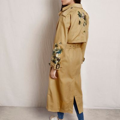 Tan RI Studio embroidered trench coat